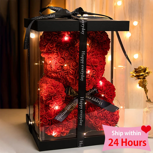 Rose Bear with Lights - Romantic and Mesmerizing Gift 