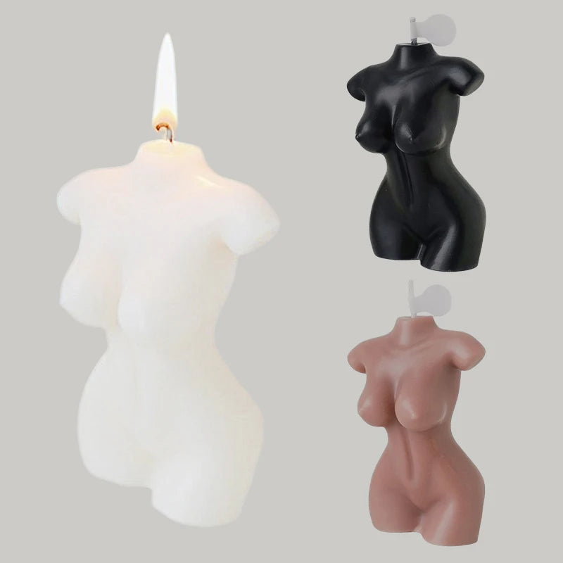 Chandelle Sculptée en Forme de Torse Féminin - Bougie Parfumée 3D Décorative